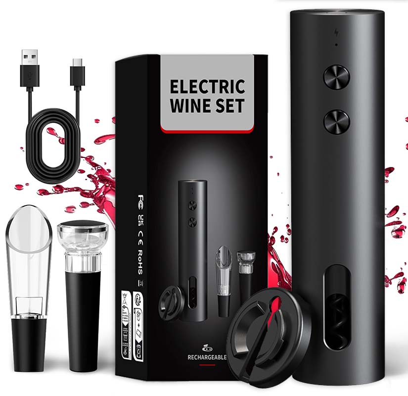 Electric Can Opener - Set Pembuka Botol Anggur Elektrik 4-in-1,