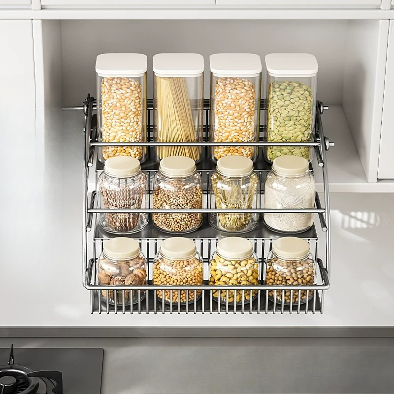 Keranjang Tarik Naik di Lemari - Kitchen Gadgets Cabinet ulasan dan harga