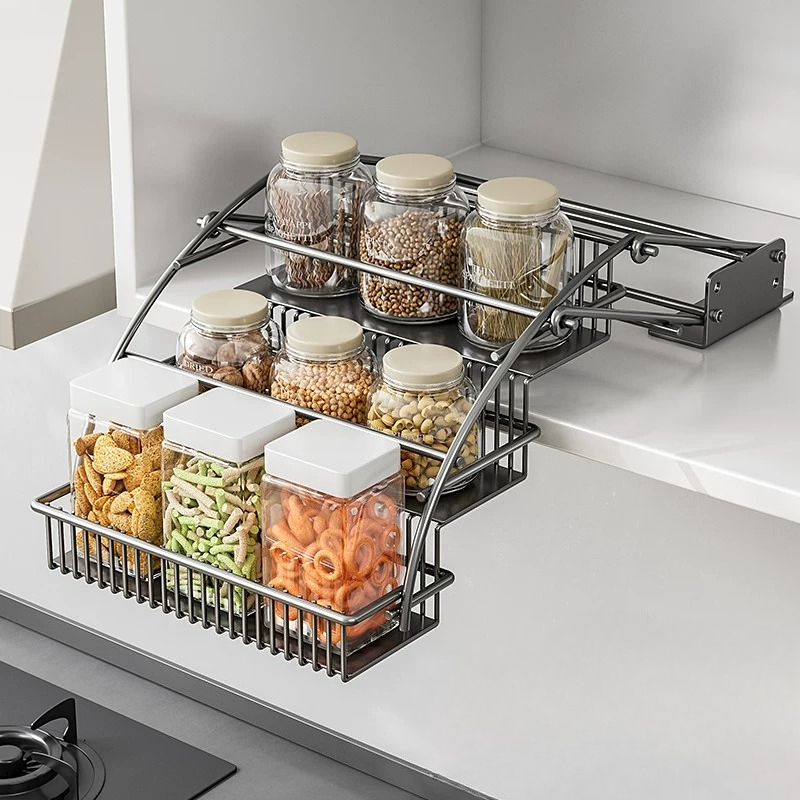 Keranjang Tarik Naik di Lemari - Kitchen Gadgets Cabinet ulasan dan harga