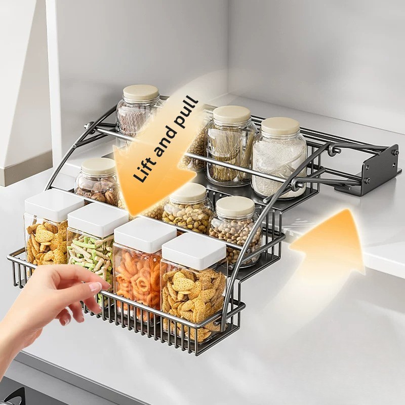 Keranjang Tarik Naik di Lemari - Kitchen Gadgets Cabinet ulasan dan harga