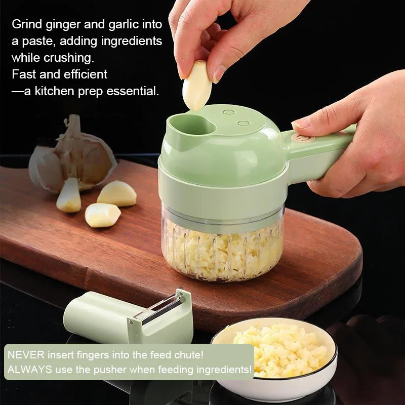 4 IN 1 Pemotong Sayuran Elektr - Kitchen Gadgets Garlic ulasan dan harga